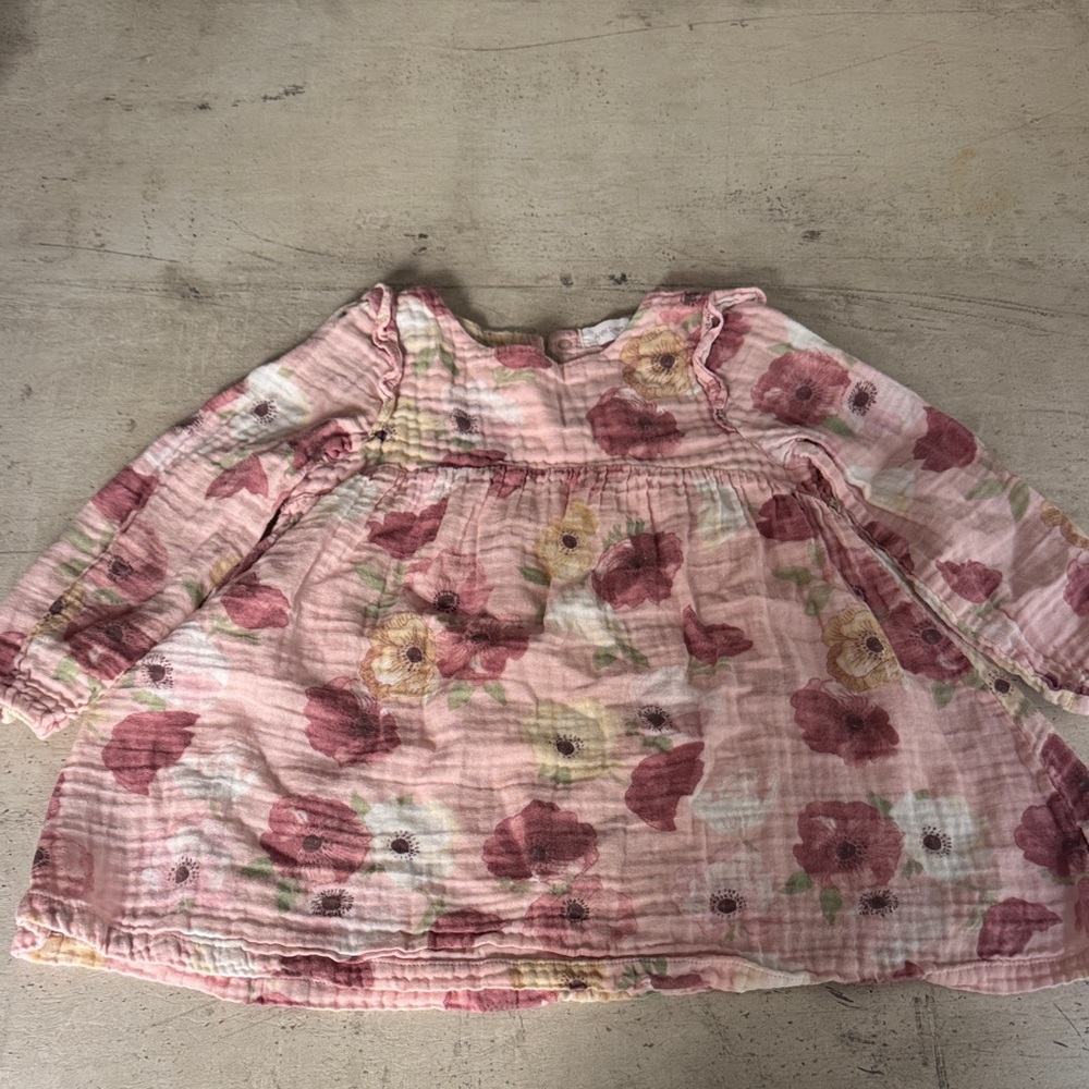 Angel Dear Pink Floral Toddler Dress - Long Sleeve